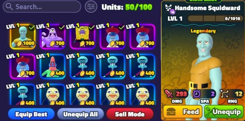 SpongeBob Tower Defense All Units