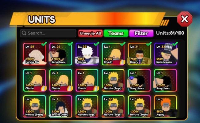 Anime Vanguards Unlock All Units
